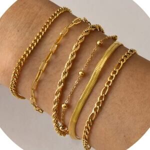 18K Gold Plated Stainless Steel Geometric Minimalist Chain Link Bracelets